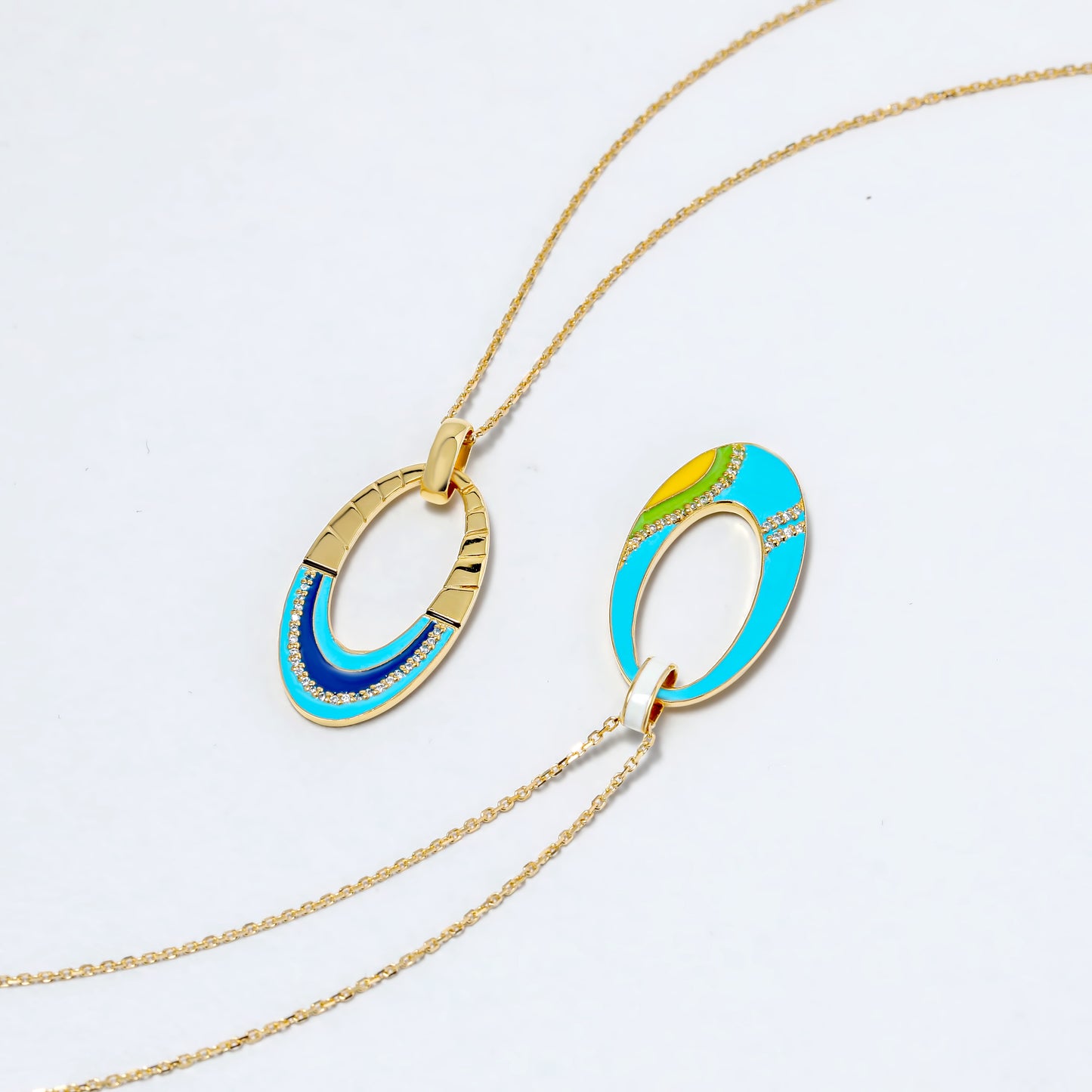 Medium Future Pendant Set with Diamonds and Enamel