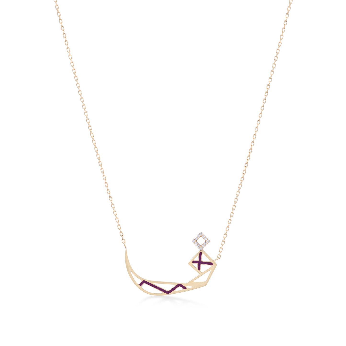 Tessellation – Alphabet Letter Pendant – Faa Letter with Diamonds and Enamel