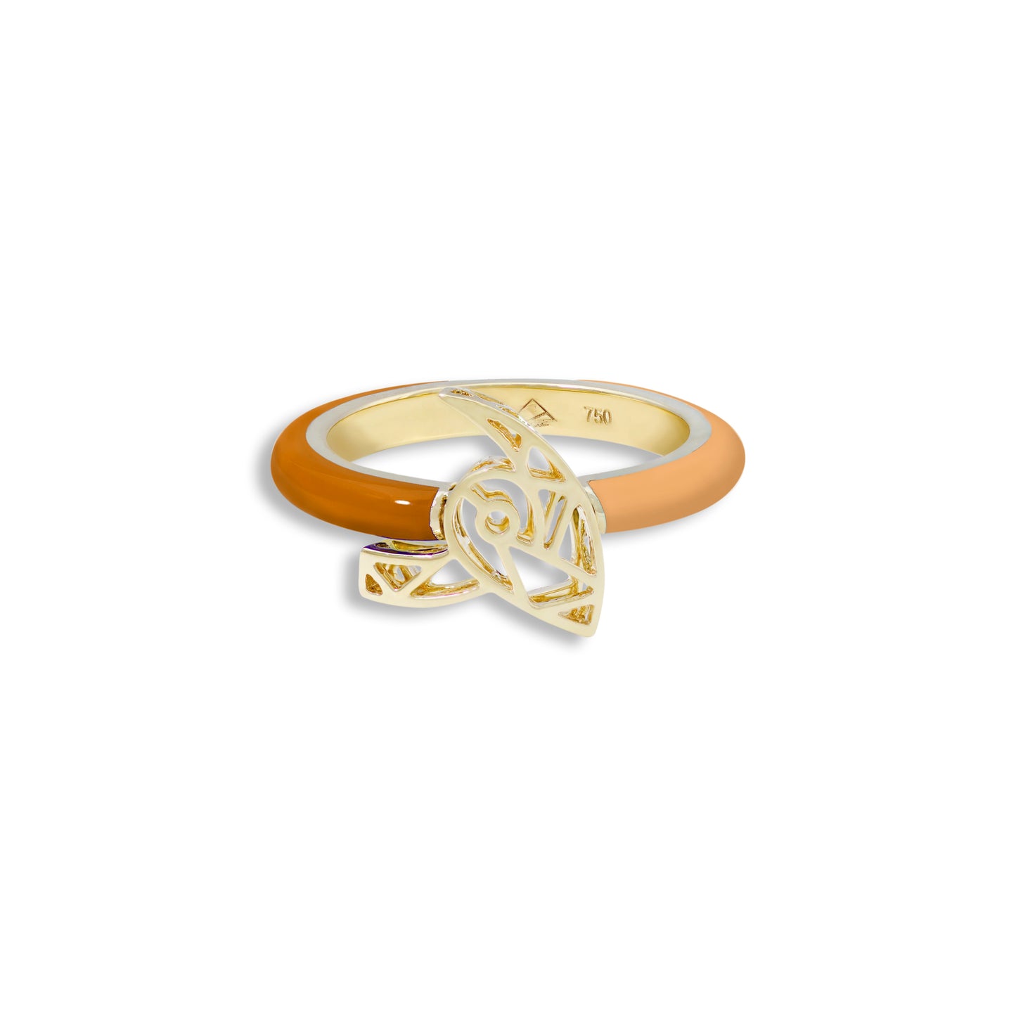 Tessellation – Alphabet Letter Ring With Two Color Of Enamels - Meem