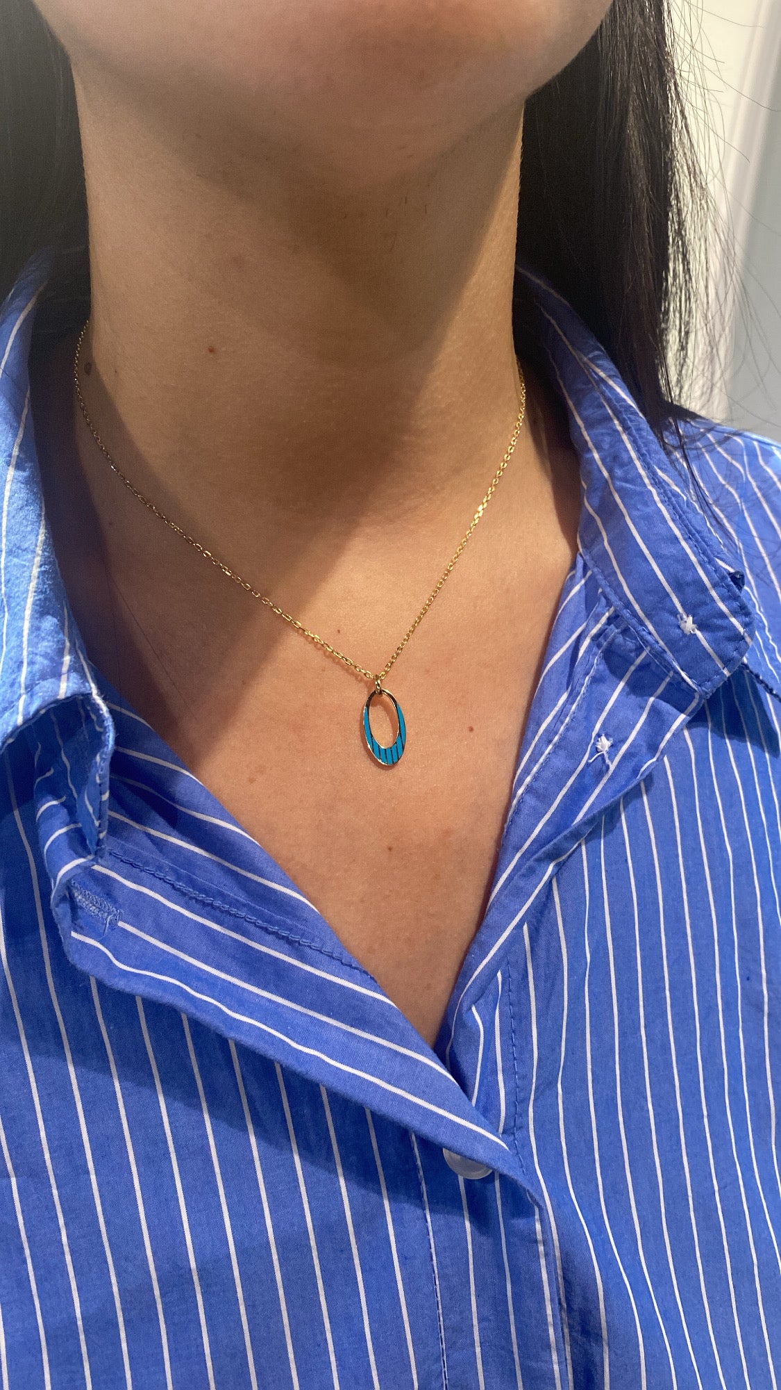 Small Future Pendant With Lines Of Enamel