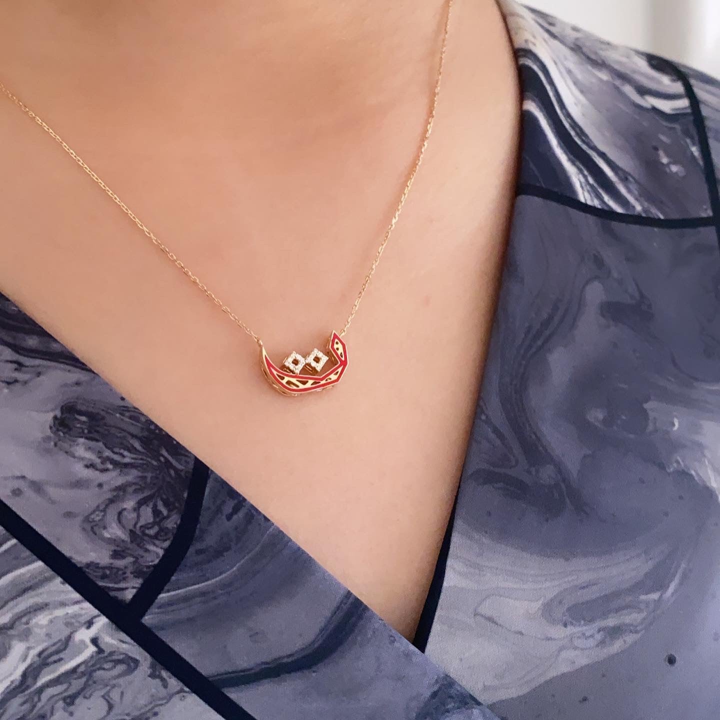 Tessellation – Alphabet Letter Pendant – Taa Letter With Diamonds & Enamel