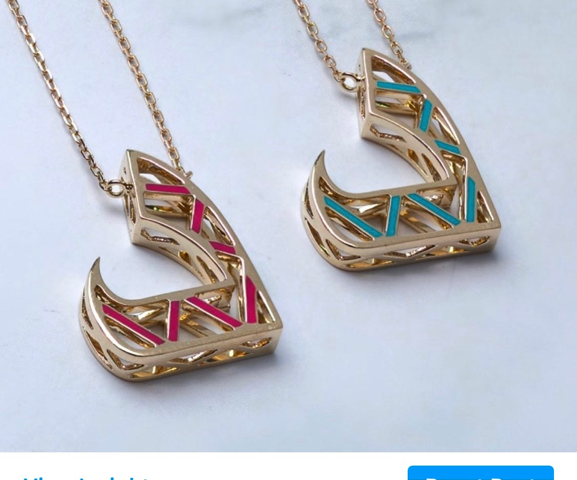 Tessellation – Alphabet Letter Pendant – Daal Letter with Enamel