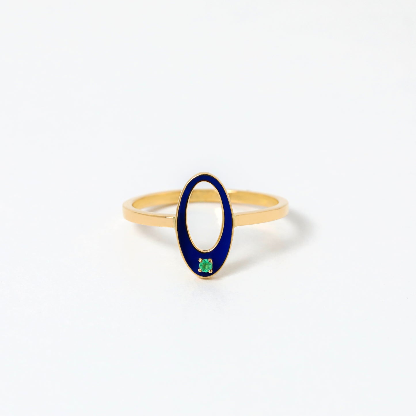 Mini Future Ring With Enamel and Emerald Stone