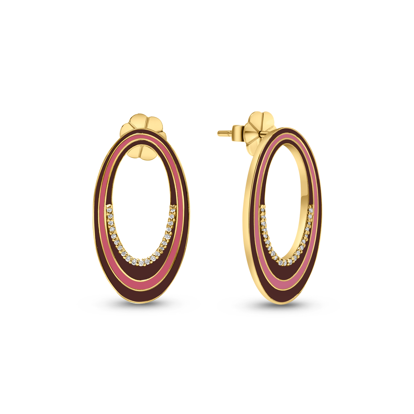 Future Earrings Set with Diamonds and Enamel