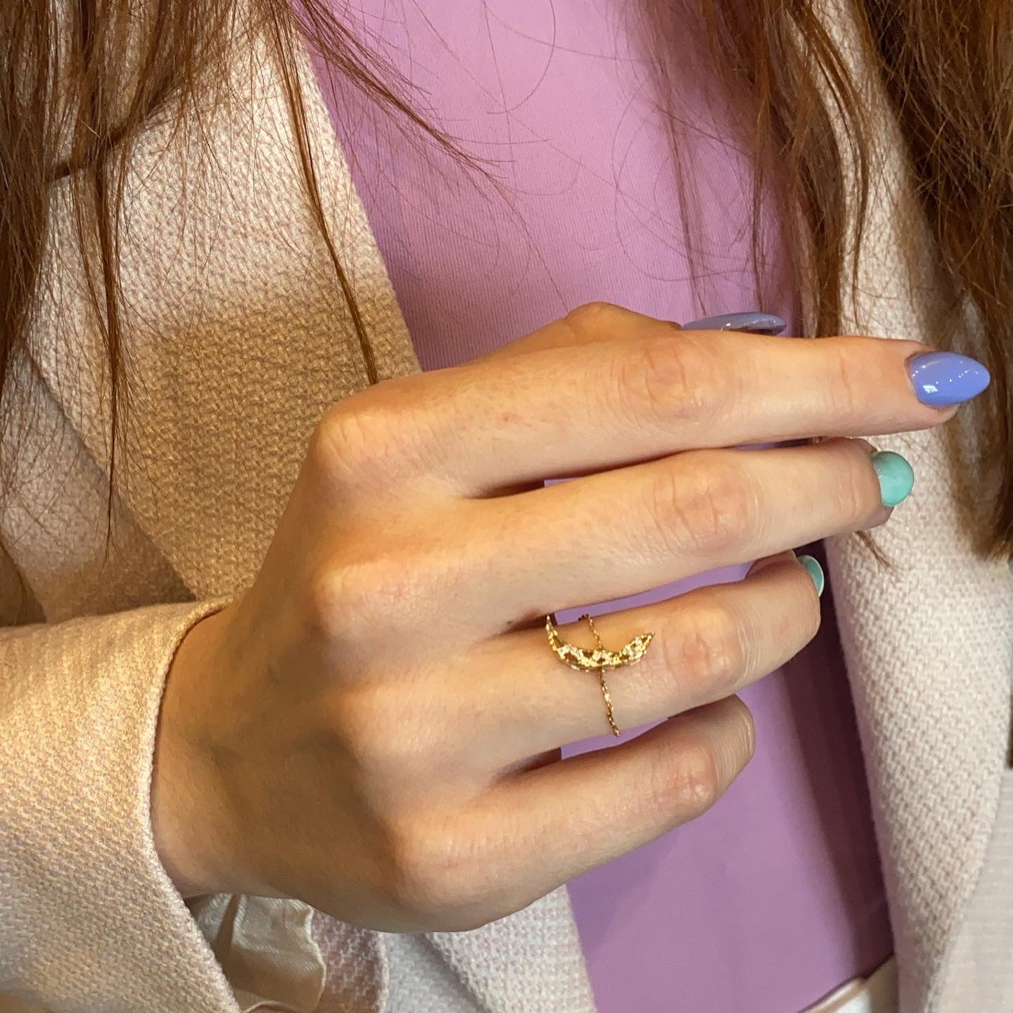 Tessellation – Alphabet Letter Chain Ring Set in Diamonds