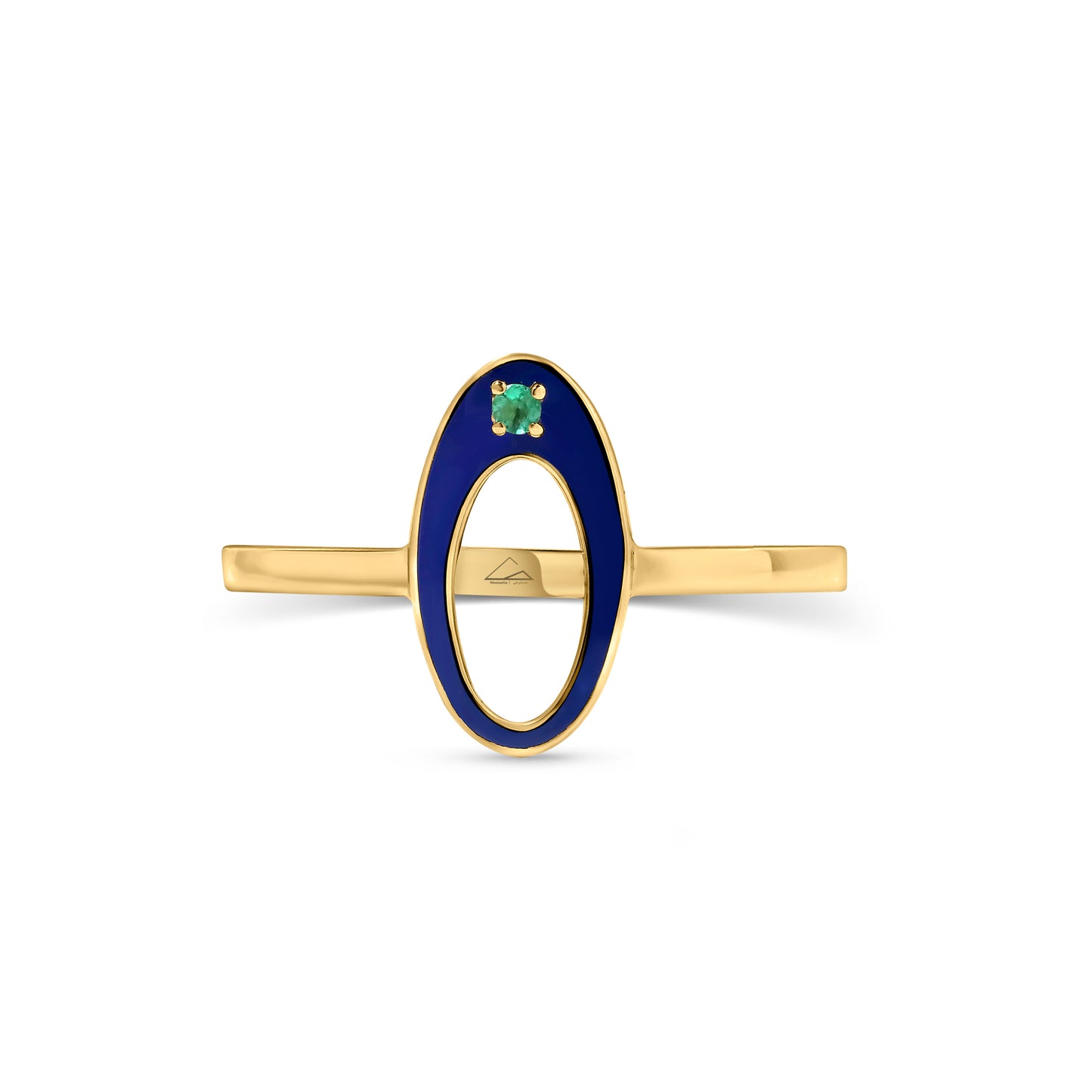 Small Future Ring With Enamel and Emerald Stone