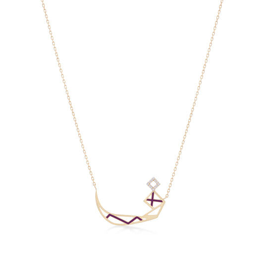 Tessellation – Alphabet Letter Pendant – Faa Letter with Diamonds and Enamel