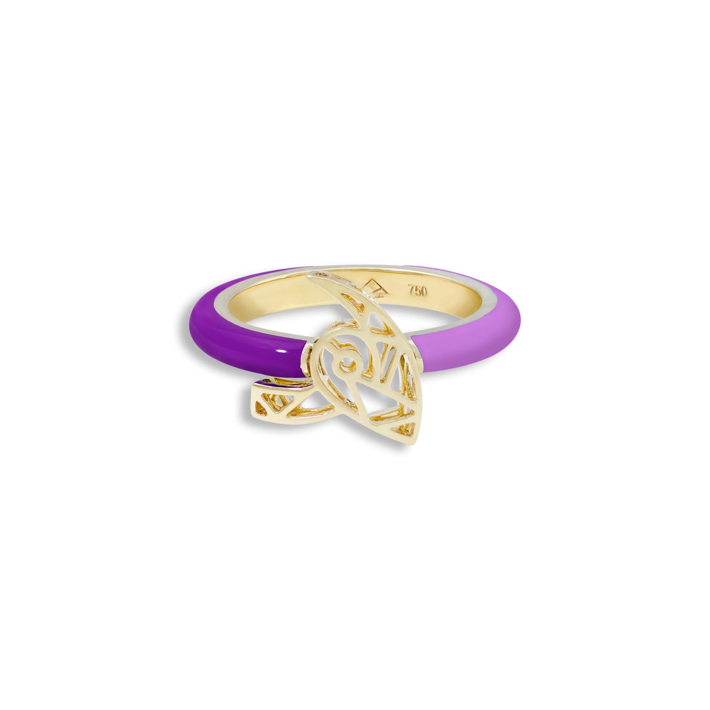 Tessellation – Alphabet Letter Ring With Two Color Of Enamels - Laam