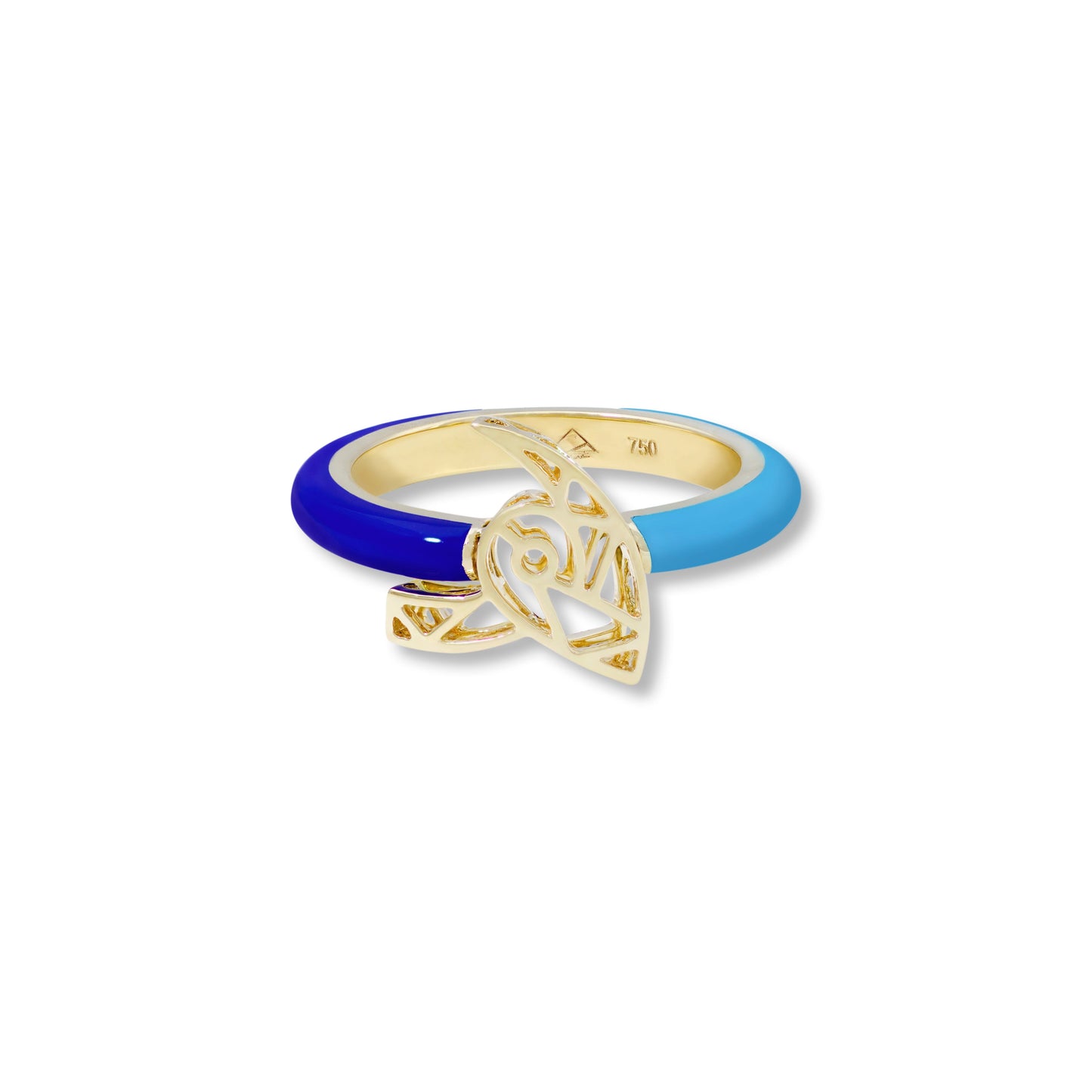 Tessellation – Alphabet Letter Ring With Two Color Of Enamels - Laam