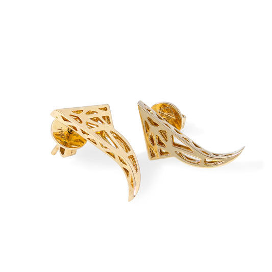 Tessellation - Alphabet Letter Earrings - Two levels of gold - Meem