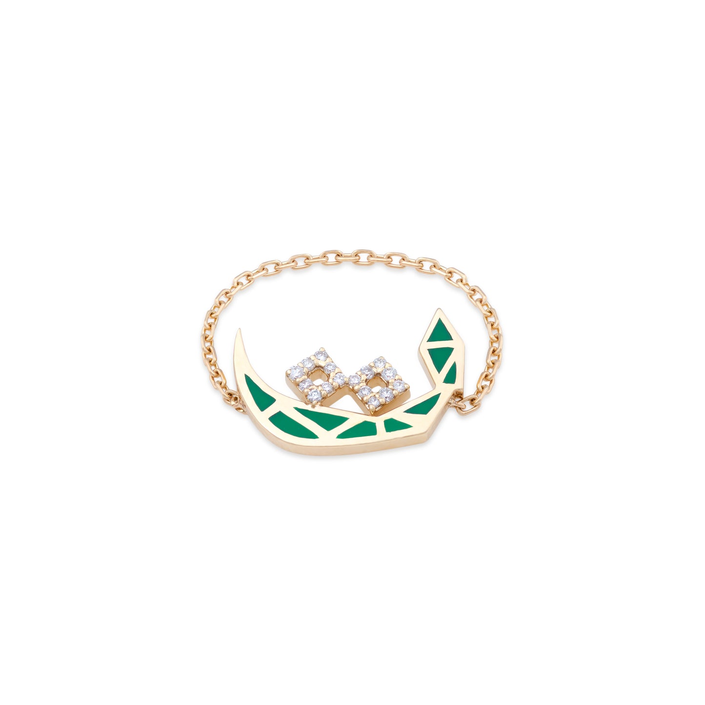 Tessellation – Alphabet Letter Chain Ring Set in Diamonds & Enamel