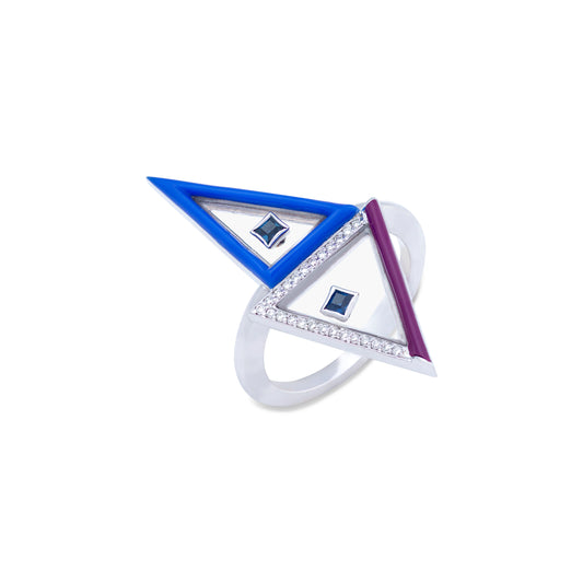 Tessellation Ring – Triangle set with Sapphire