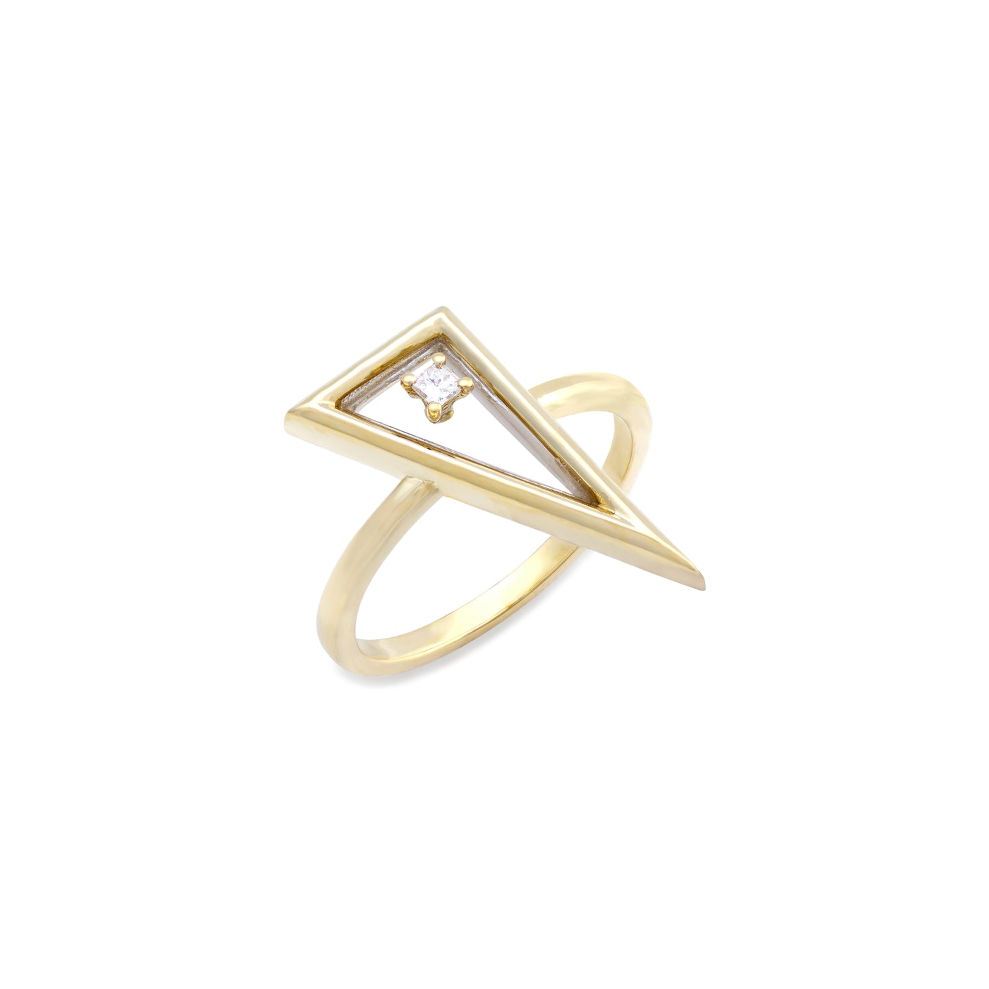 Tessellation Triangle Ring with Diamond At Its Center