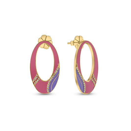 Future Earrings Set with Diamonds and Enamel